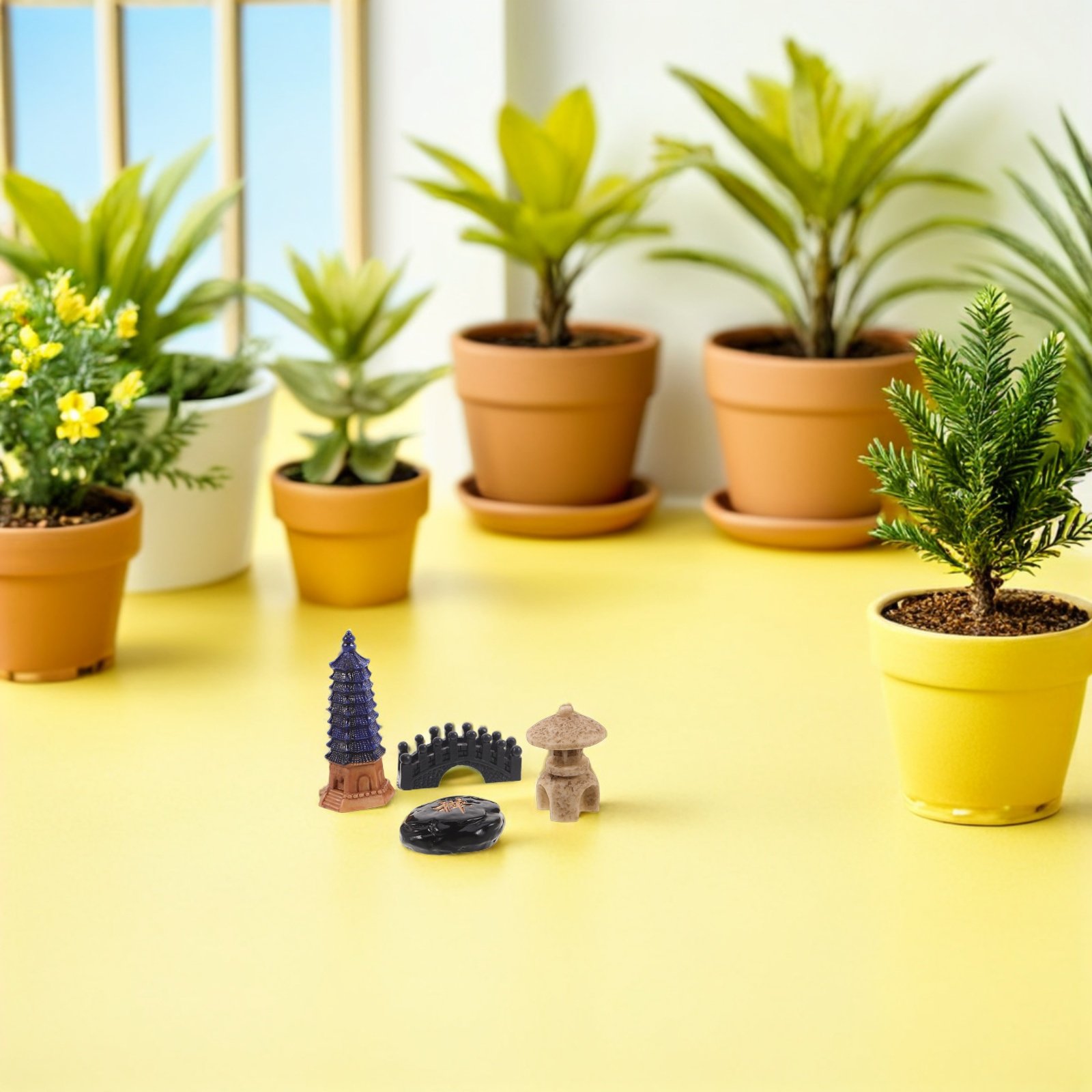 Mini Bonsai Zen Garden - 4 szt. Mini Japońskie Pagody Statuetki