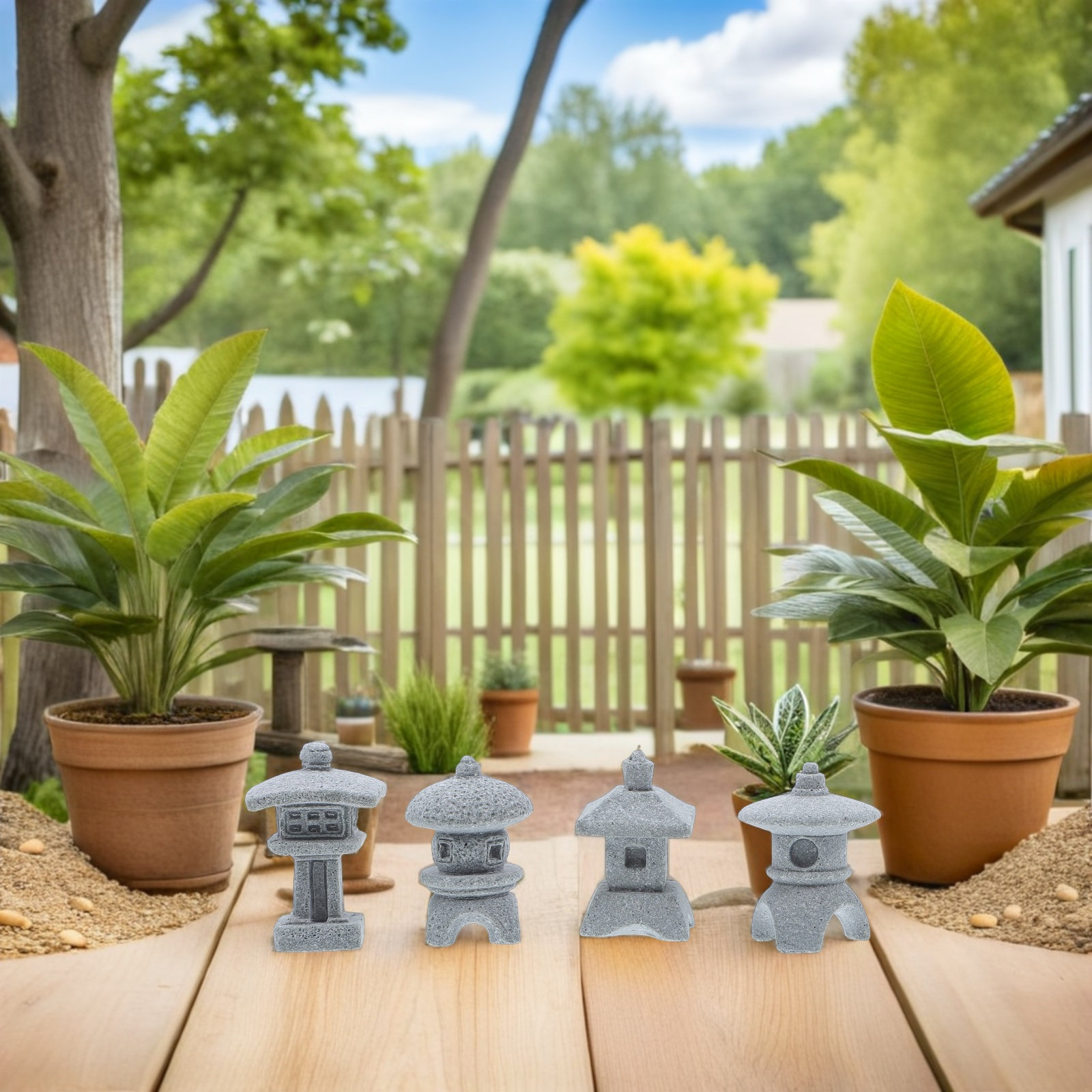 Mini Bonsai Zen Garden - 4 sztuki mini pawilonów - figurki