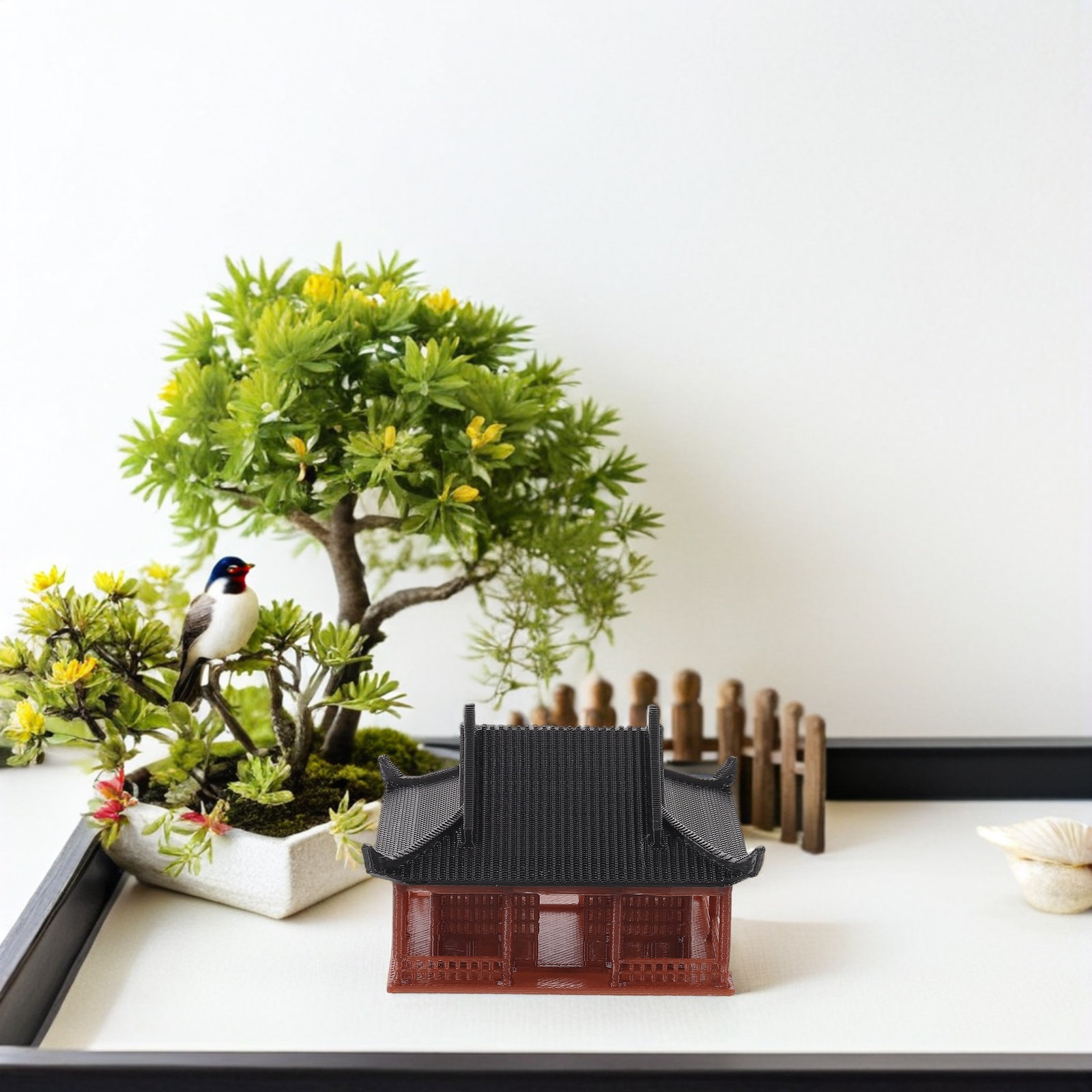 Miniaturowy pawilon, statua, o – Mini Bonsai Zen Garden recenzja i cena