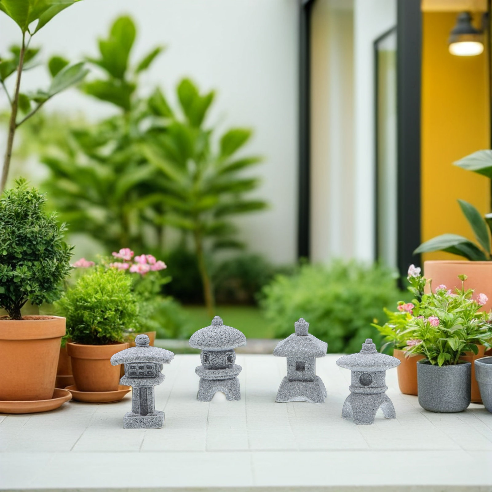 4 sztuki mini pawilonów - figu – Mini Bonsai Zen Garden recenzja i cena